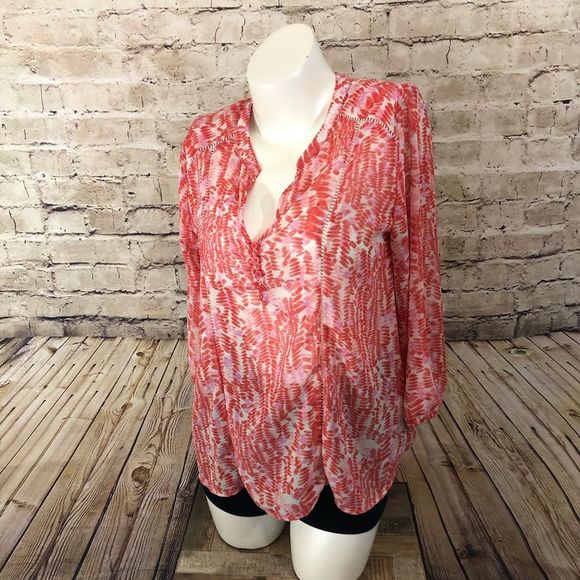 Collective concepts coral chiffon blouse - Picture 3 of 9